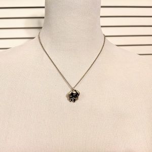 Fossil Silver Oxidized Peony Necklace